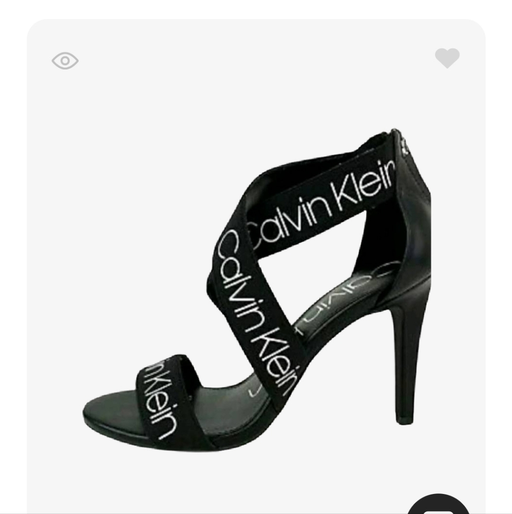 NEW in Box Calvin Klein Black Logo Strappy Heels Size 8